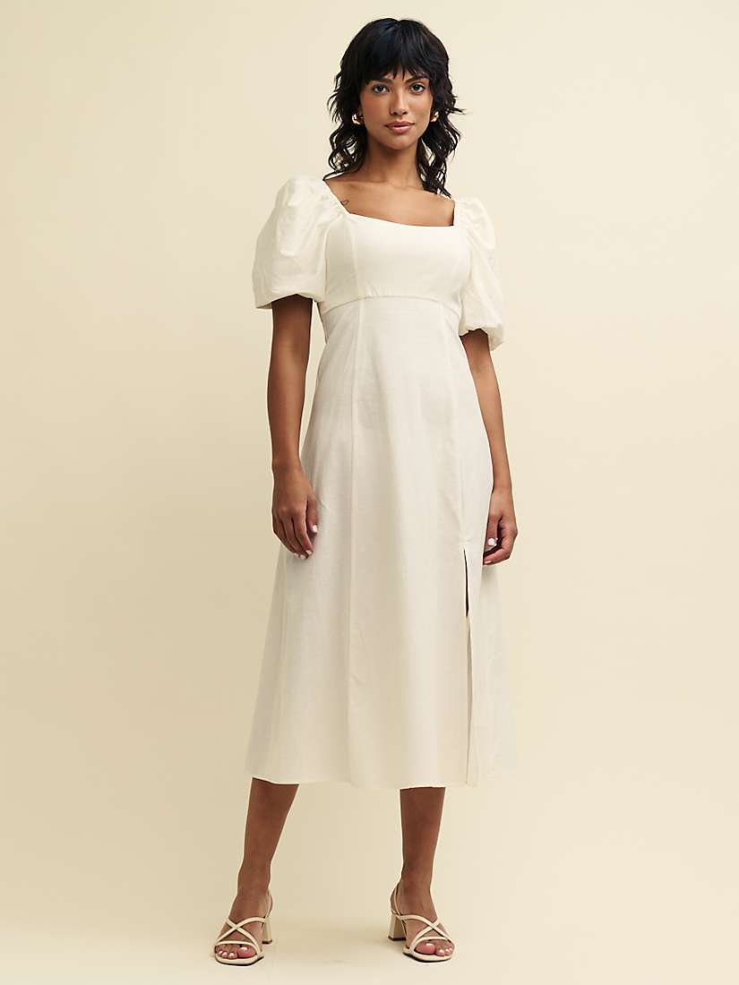 Buy Nobody's Child Henri Cotton Linen Blend Midi Dress, Cream Online at johnlewis.com