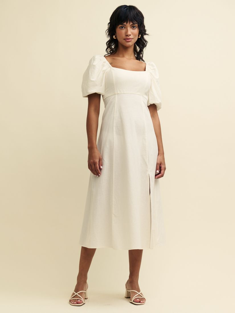 Buy Nobody's Child Henri Cotton Linen Blend Midi Dress, Cream Online at johnlewis.com