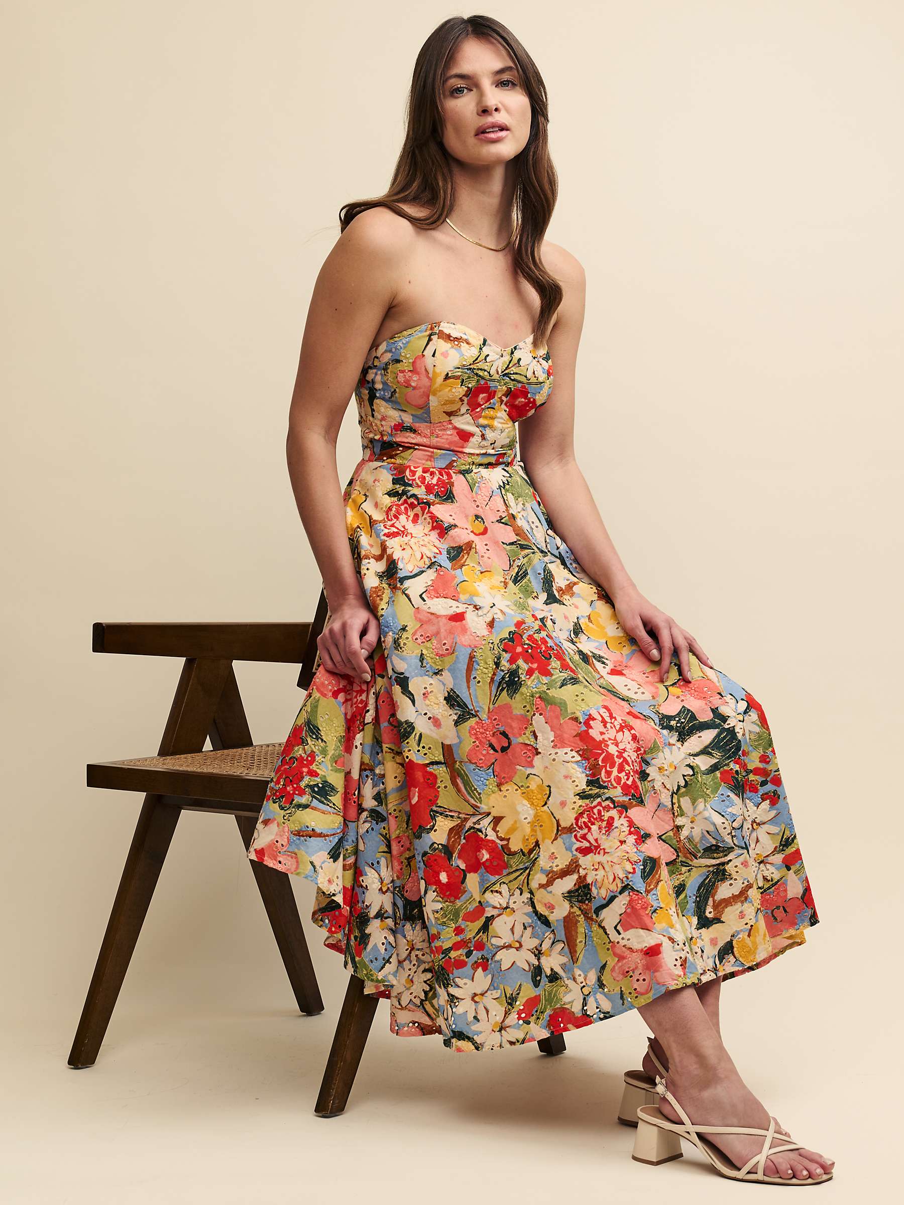 Buy Nobody's Child x Happy Place by Fearne Cotton Mykonos Bloom Floral Print Bandeau Midi Dress, Multi Online at johnlewis.com