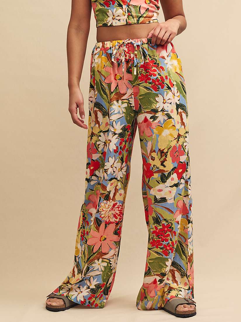Buy Nobody's Child Reese Floral Print Wide Leg Trousers, Mykonos Bloom Online at johnlewis.com