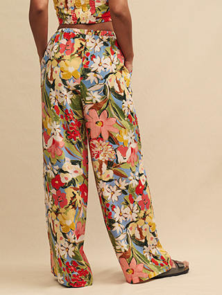 Nobody's Child Reese Floral Print Wide Leg Trousers, Mykonos Bloom