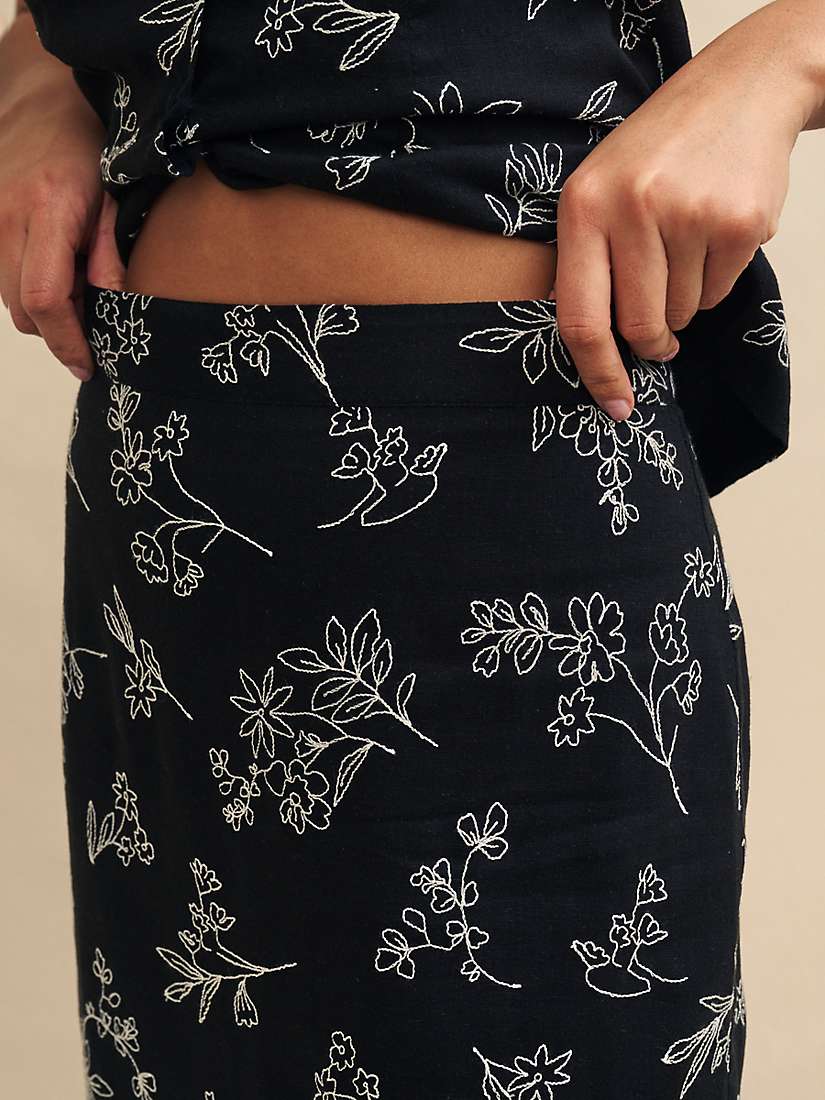 Buy Nobody's Child Mandy Floral Embroidered Midaxi Skirt, Black Online at johnlewis.com