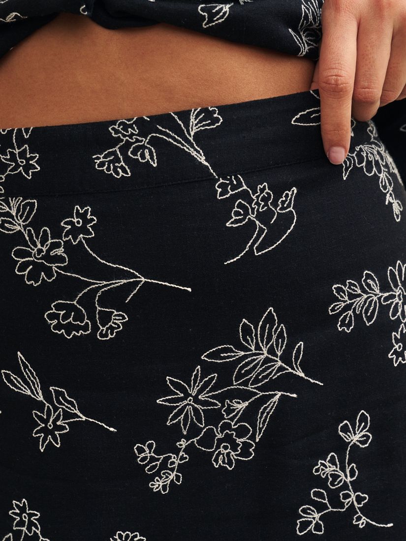 Buy Nobody's Child Mandy Floral Embroidered Midaxi Skirt, Black Online at johnlewis.com
