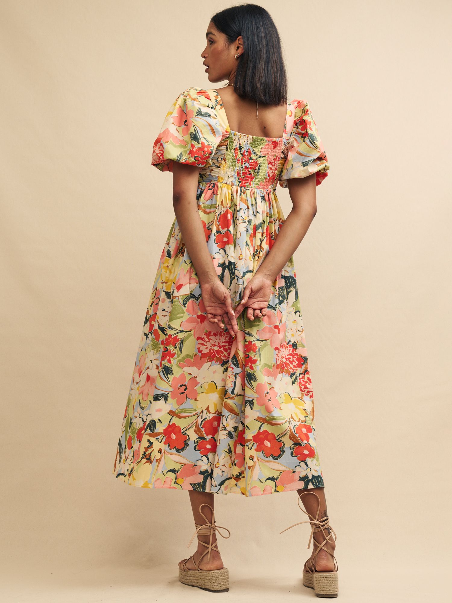 Buy Nobody s Child x Happy Place by Fearne Cotton Nova Mykonos Bloom Floral Print Midi Dress, Multi Online at johnlewis.com