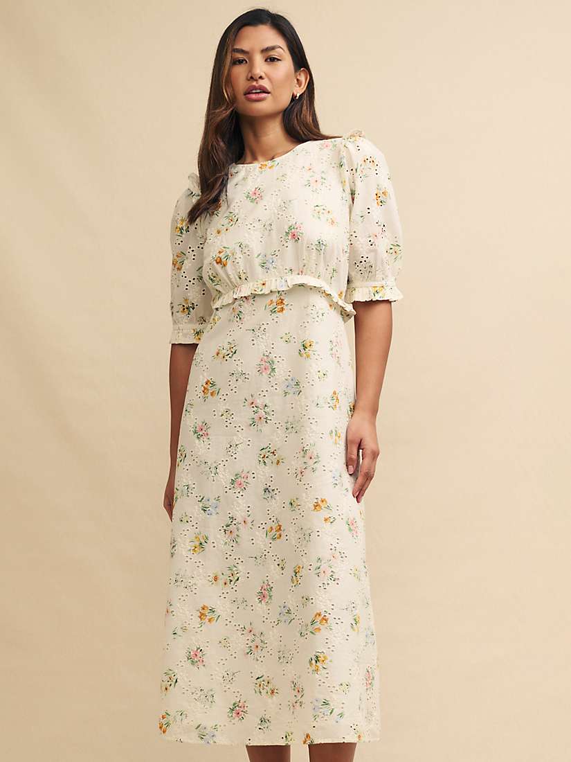 Buy Nobody's Child Felicia Odette Floral Midi Dress, White Online at johnlewis.com