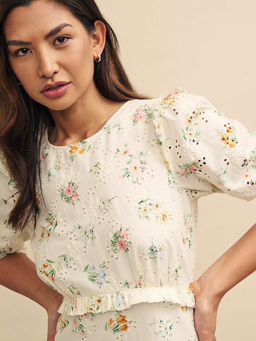 Buy Nobody's Child Felicia Odette Floral Midi Dress, White Online at johnlewis.com