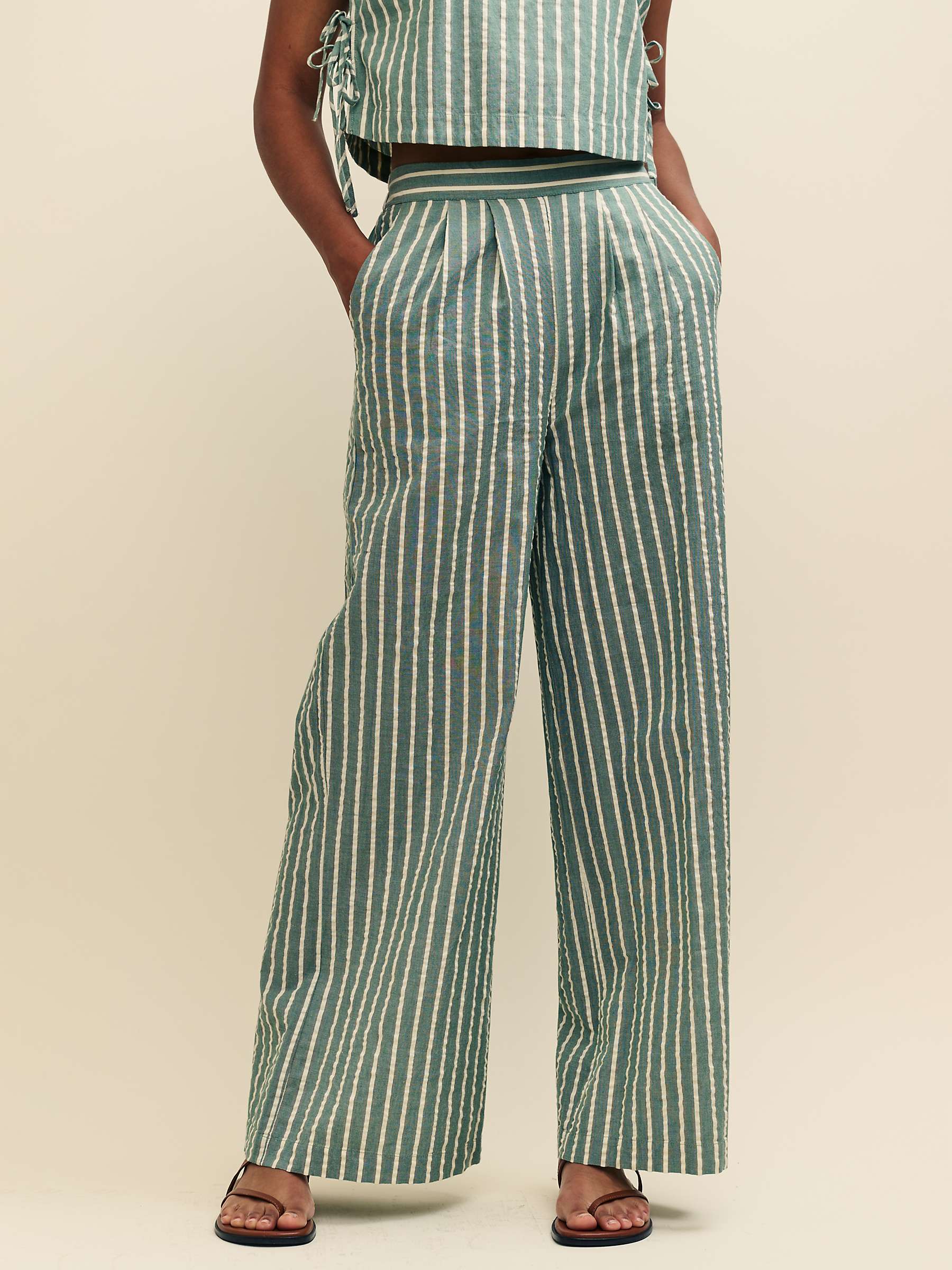 Buy Nobody's Child Parker Stripe Wide Leg Trousers, Green Online at johnlewis.com