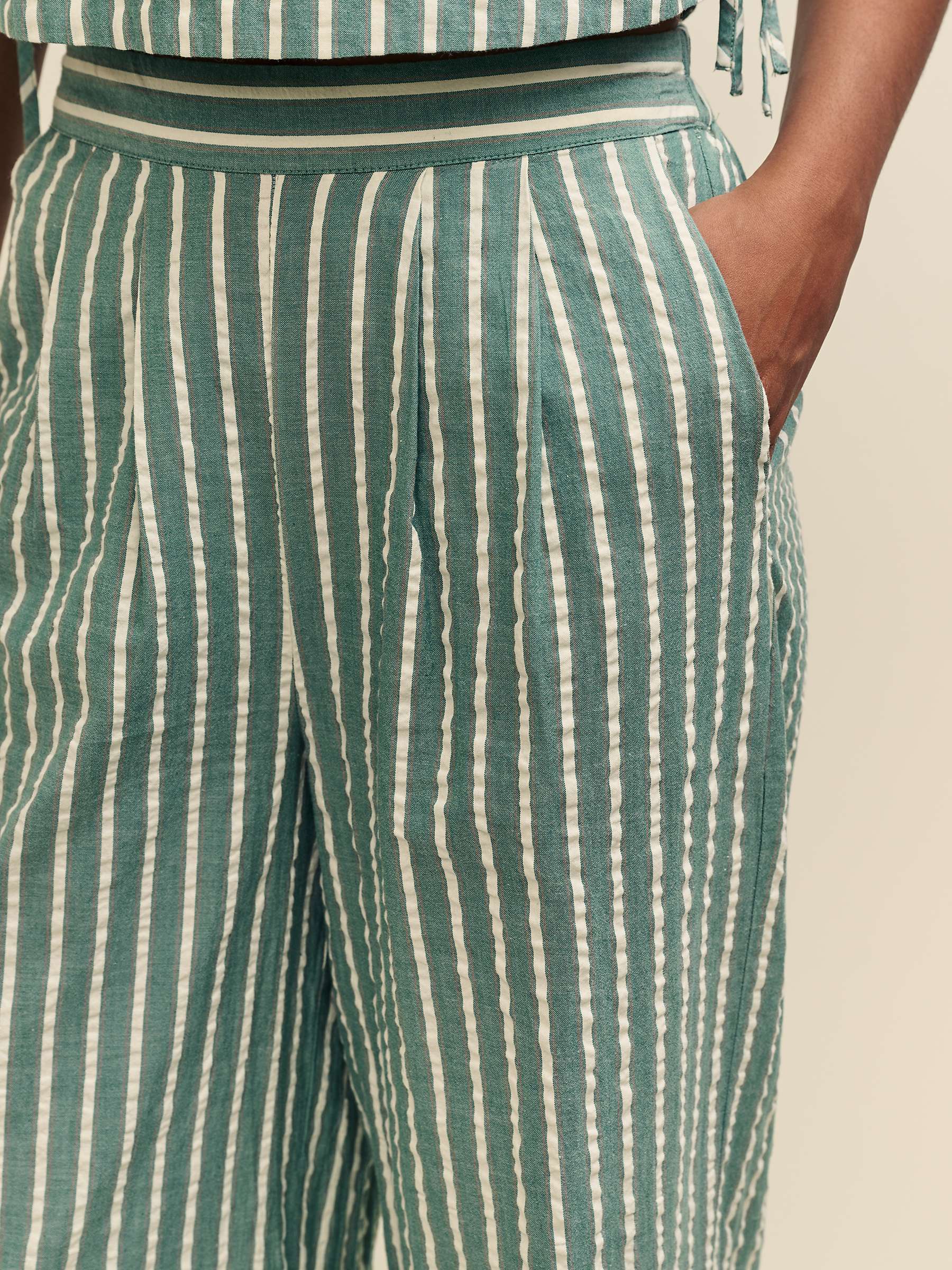 Buy Nobody's Child Parker Stripe Wide Leg Trousers, Green Online at johnlewis.com