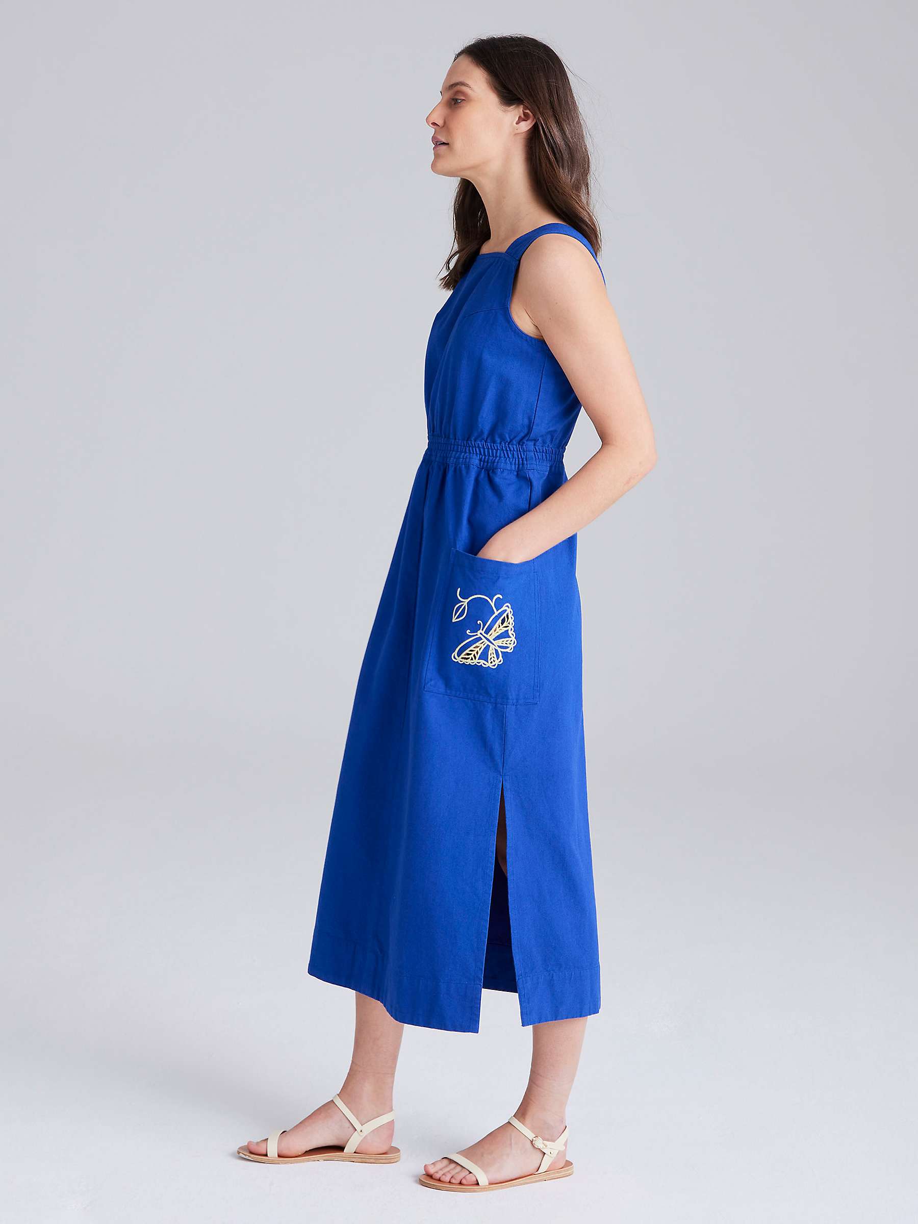 Buy Cape Cove Botanical Butterfly Sleeveless Cotton Midi Dress, Blue Online at johnlewis.com