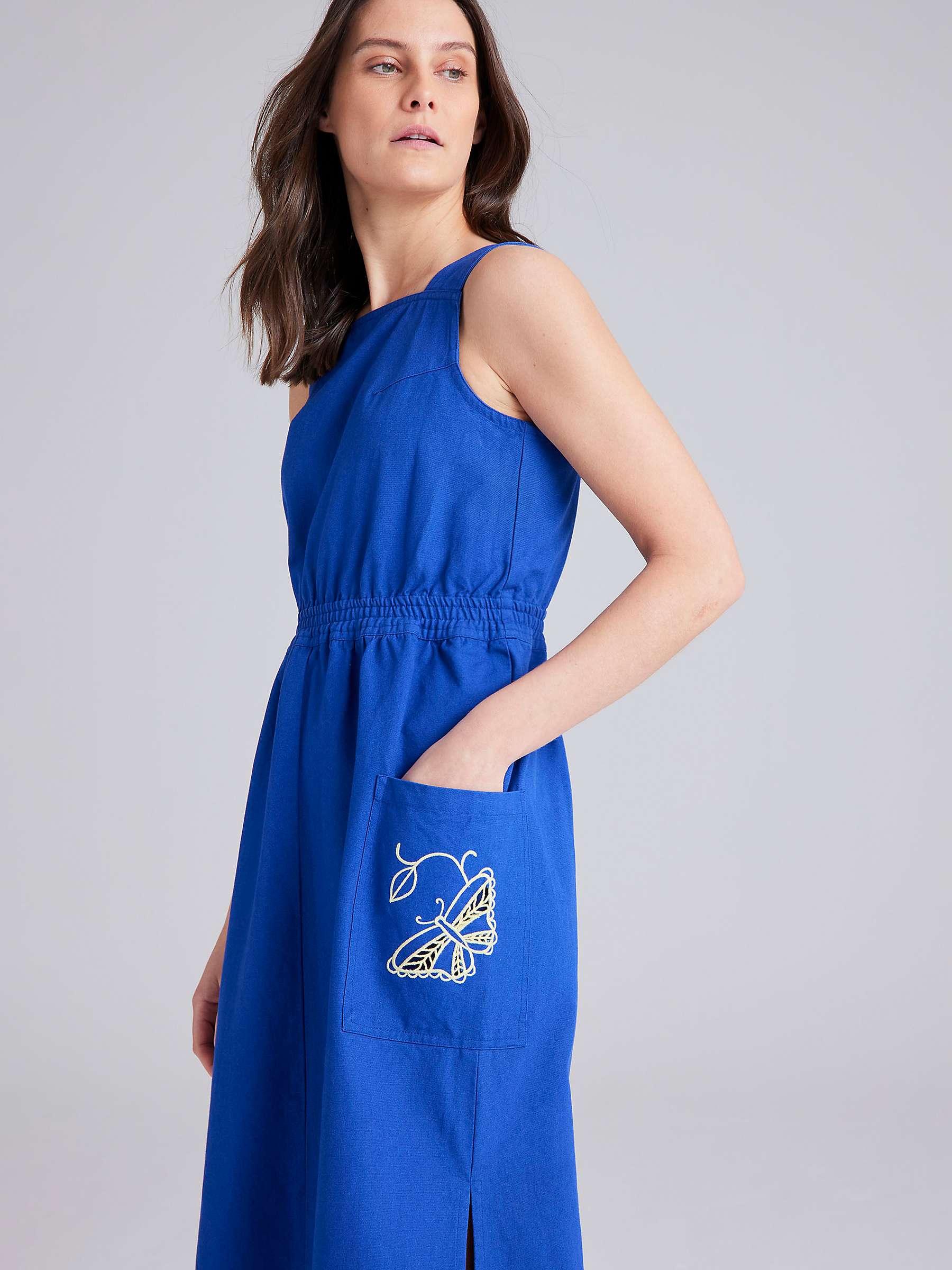 Buy Cape Cove Botanical Butterfly Sleeveless Cotton Midi Dress, Blue Online at johnlewis.com