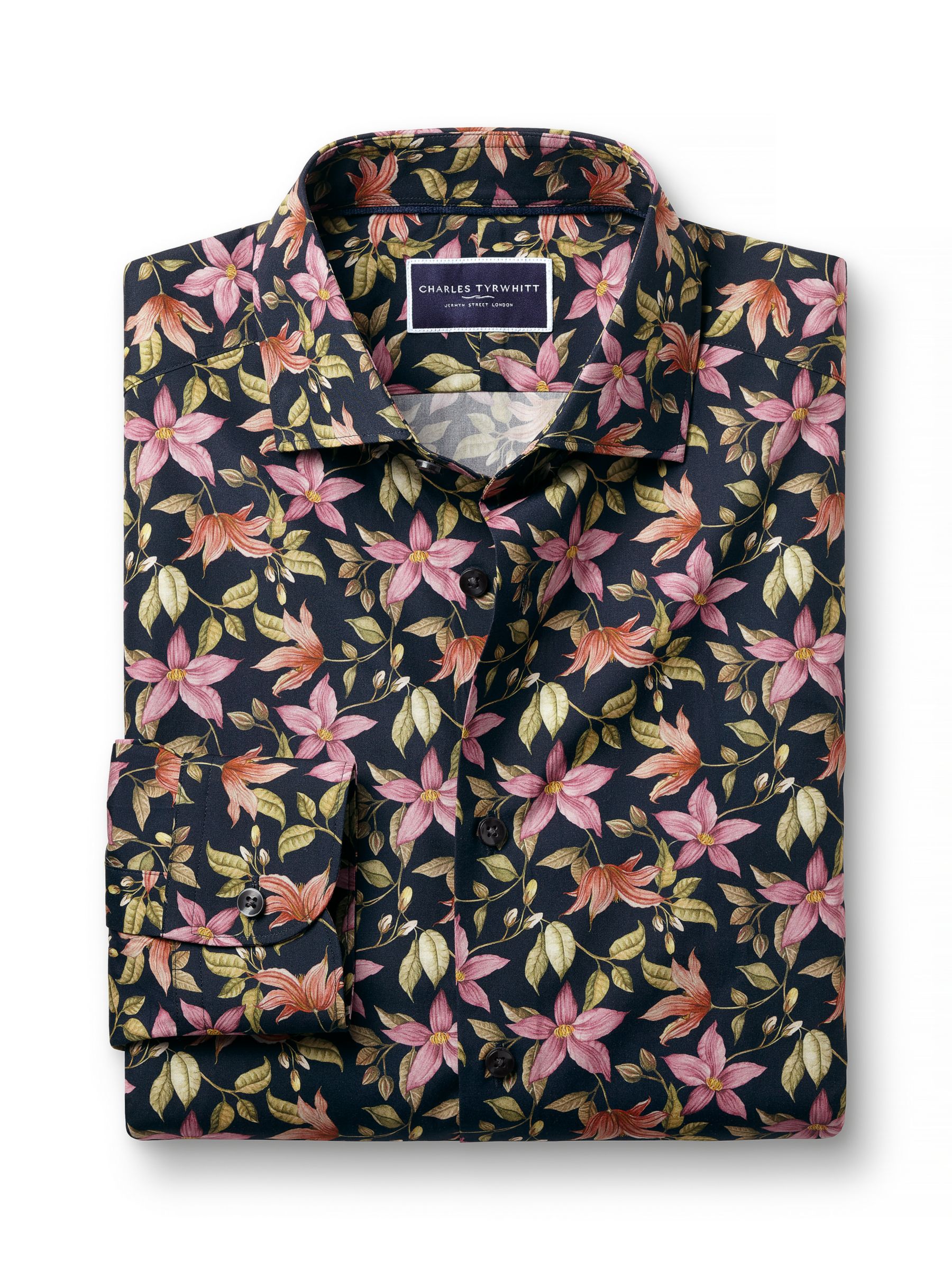 Buy Charles Tyrwhitt Classic Fit Large Floral Liberty Print Shirt, Navy/Multi Online at johnlewis.com