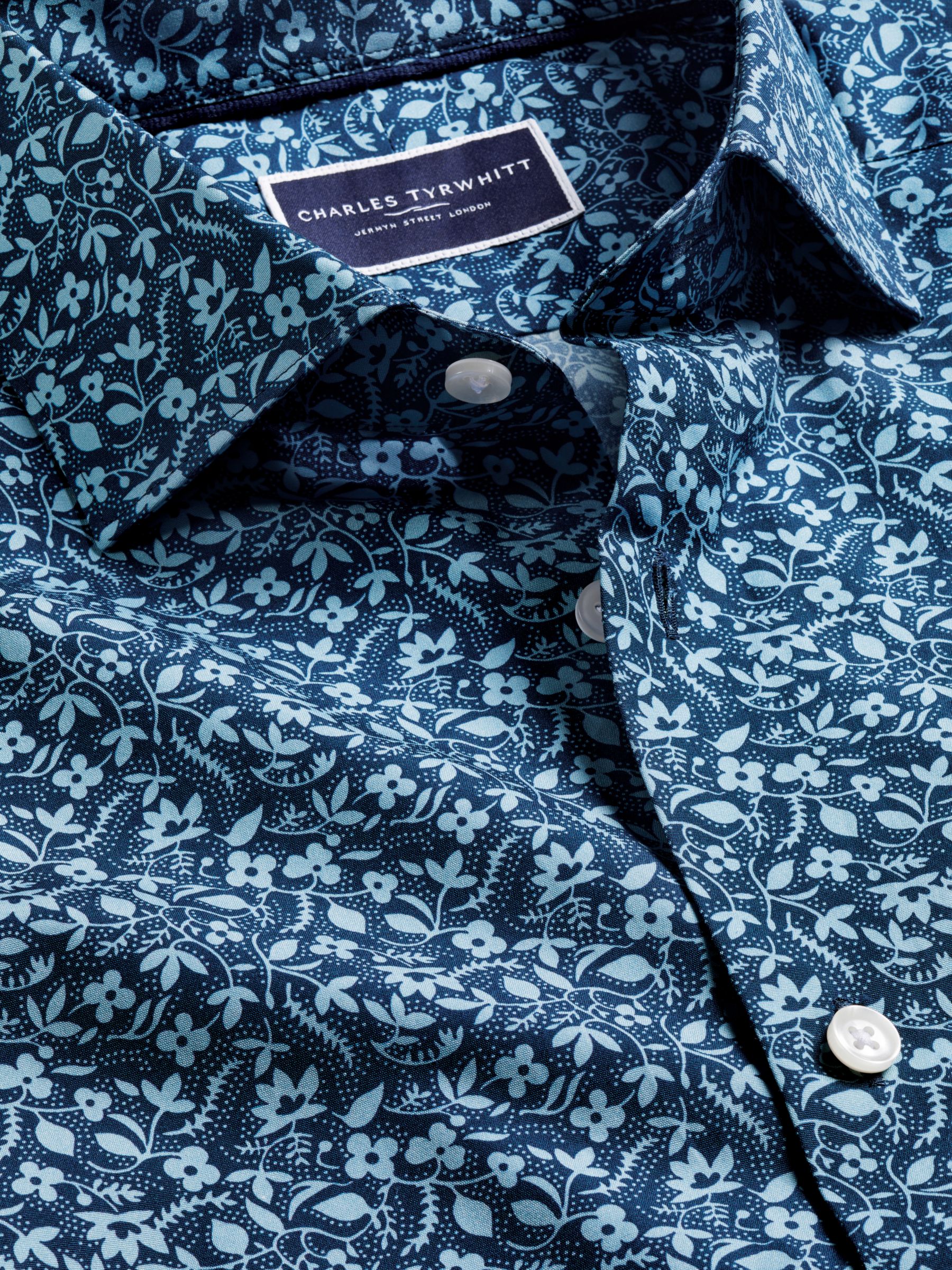 Charles Tyrwhitt Floral Liberty Print Slim Fit Shirt, Steel Blue