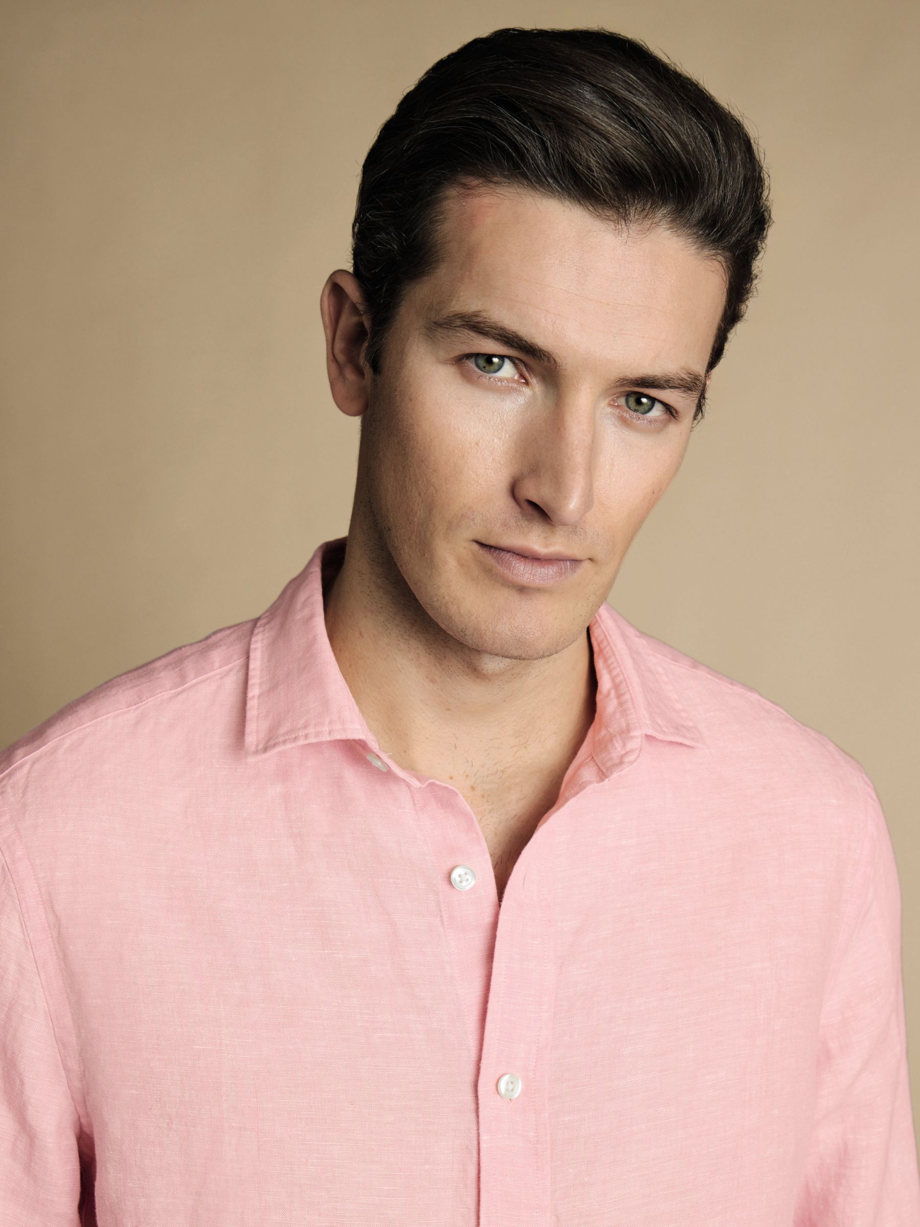 Charles Tyrwhitt Slim Fit Linen Shirt, Pink, S