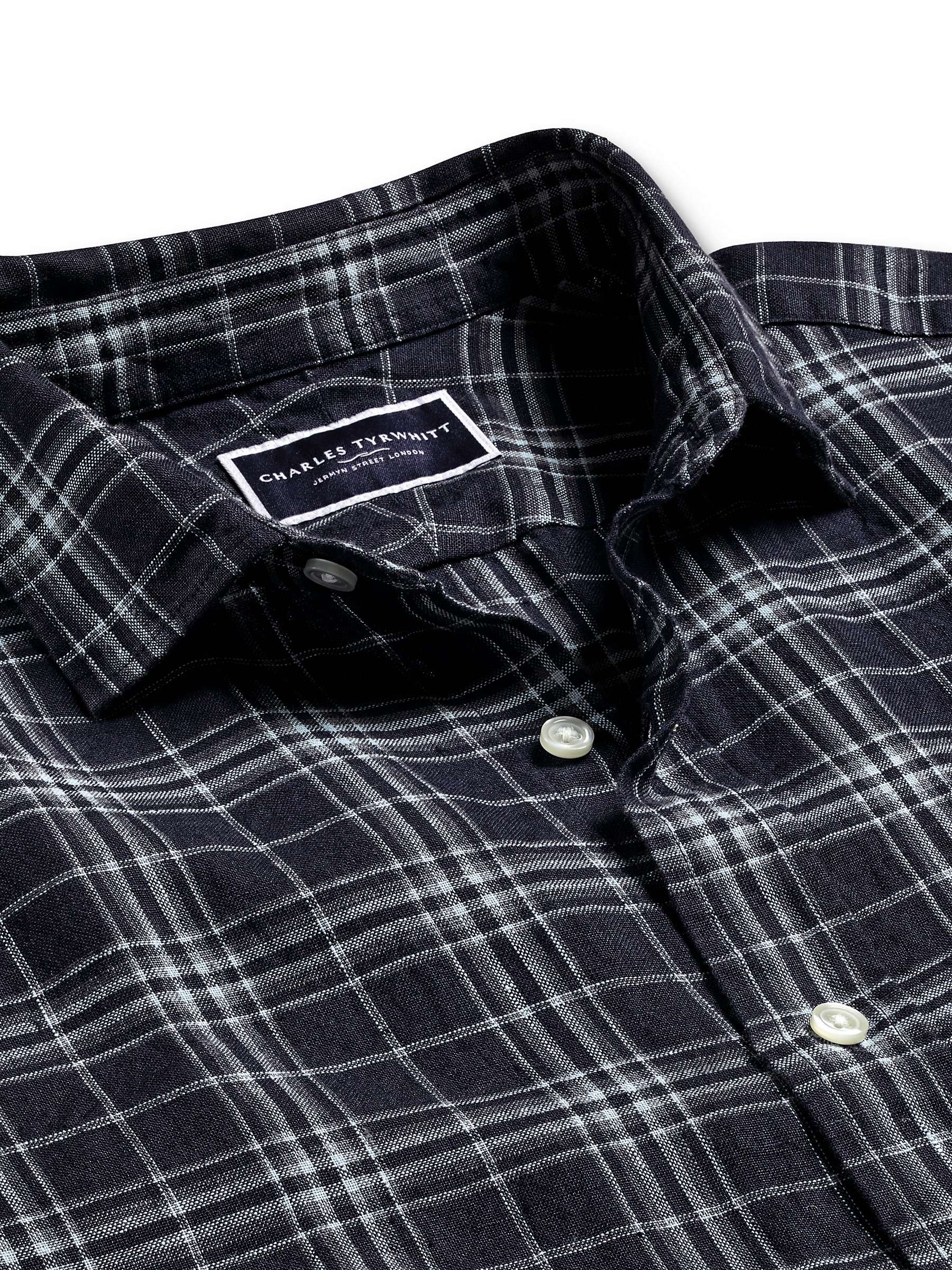 Buy Charles Tyrwhitt Check Slim Fit Linen Shirt, French Blue Online at johnlewis.com
