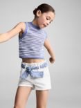 Mango Kids' Gala Scarf Belt Shorts, White