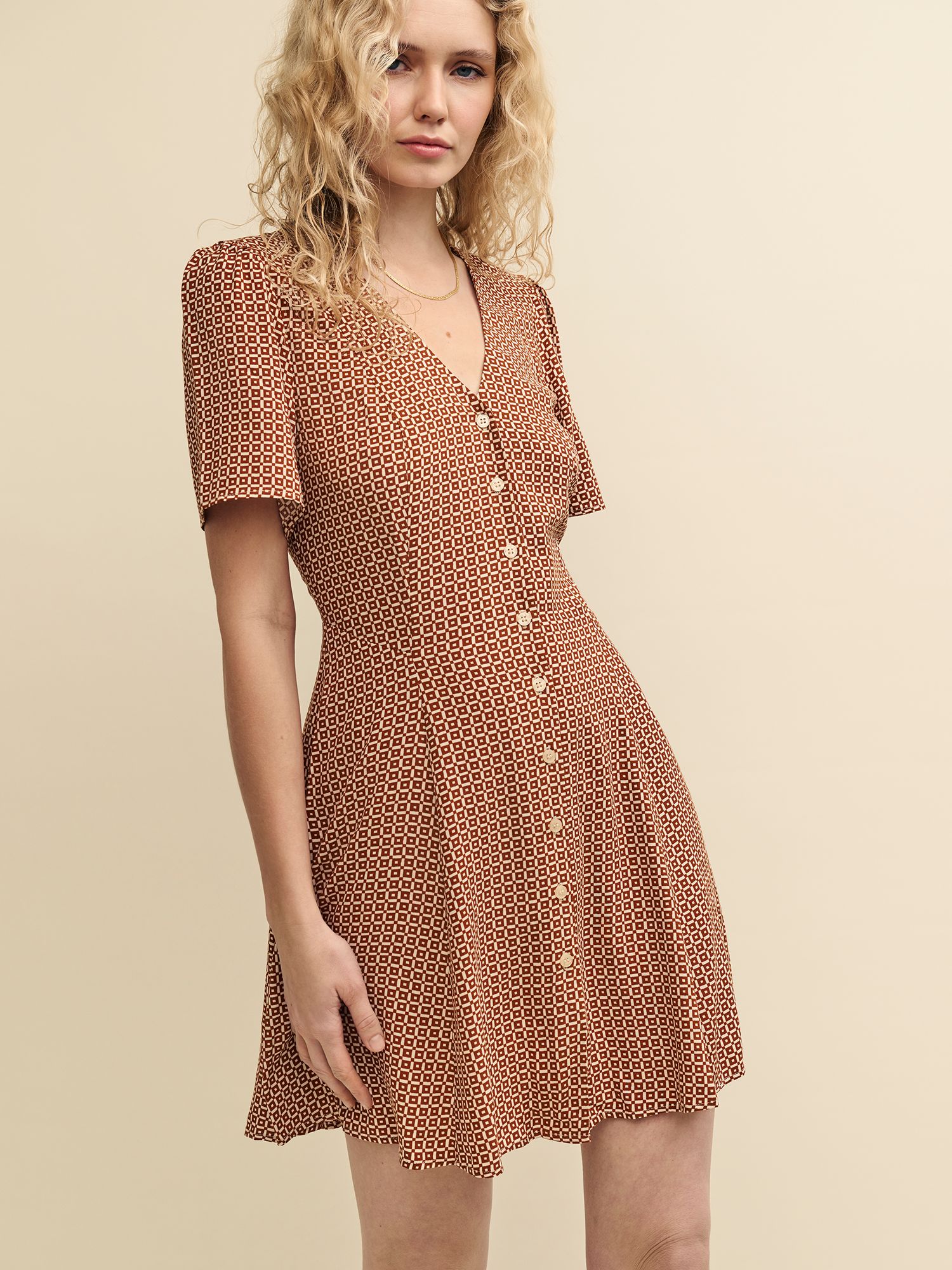 Buy Nobody's Child Ellen Kez Geometric Print Mini Dress, Orange/Multi Online at johnlewis.com