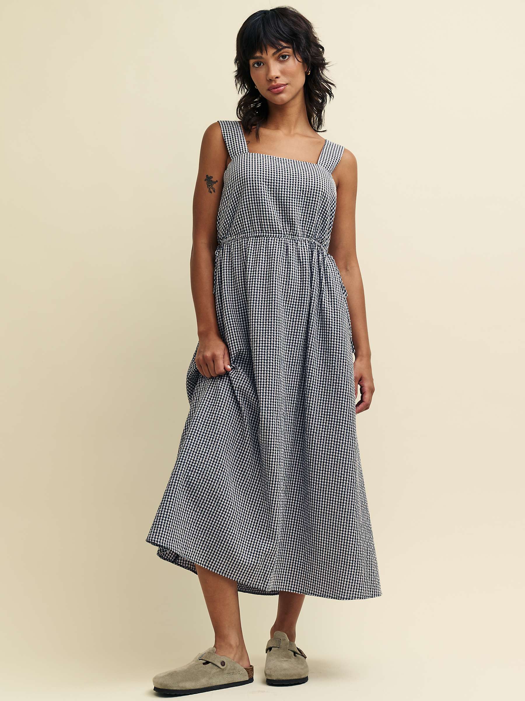 Buy Nobody's Child Zainub Organic Cotton Blend Midi Dress, Micro Gingham Check Online at johnlewis.com