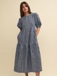 Nobody's Child Rochelle Gingham Midi Dress, Navy/Purple