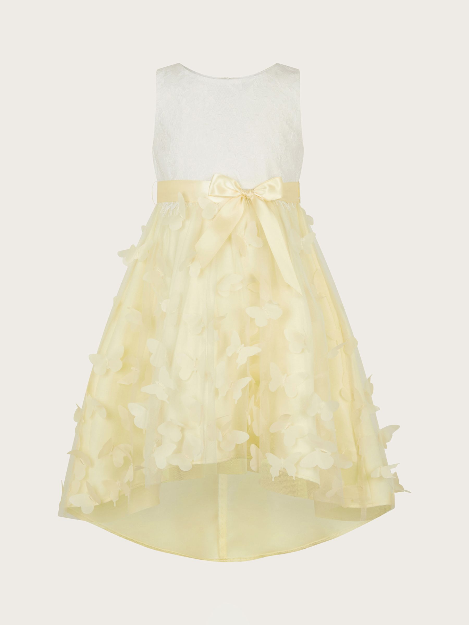 Buy Monsoon Kids' Flutter 3D Butterfly Occasion Dress, Lemon Online at johnlewis.com