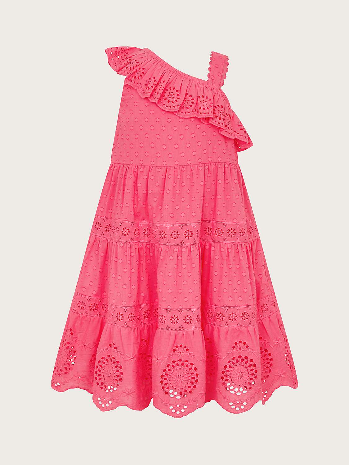 Buy Monsoon Kids' One Shoulder Broderie Dress, Pink Online at johnlewis.com