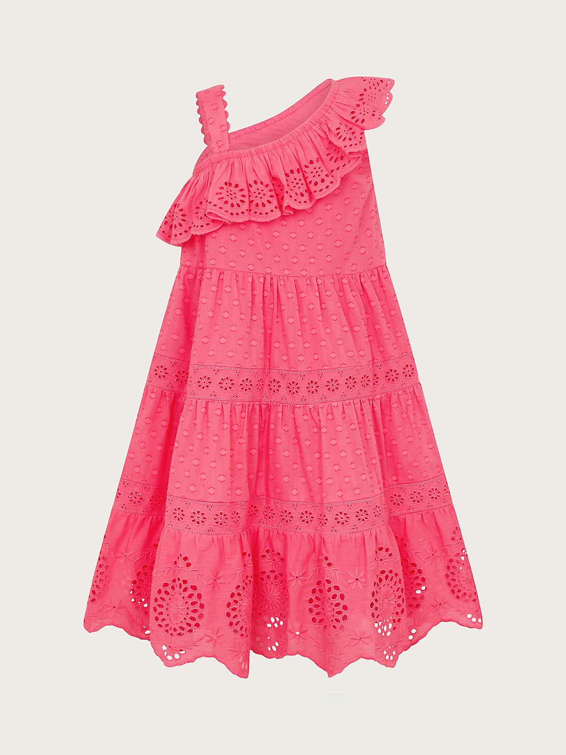Buy Monsoon Kids' One Shoulder Broderie Dress, Pink Online at johnlewis.com