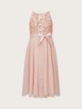 Monsoon Kids' Truth Sequin Party Dress, Rose Gold
