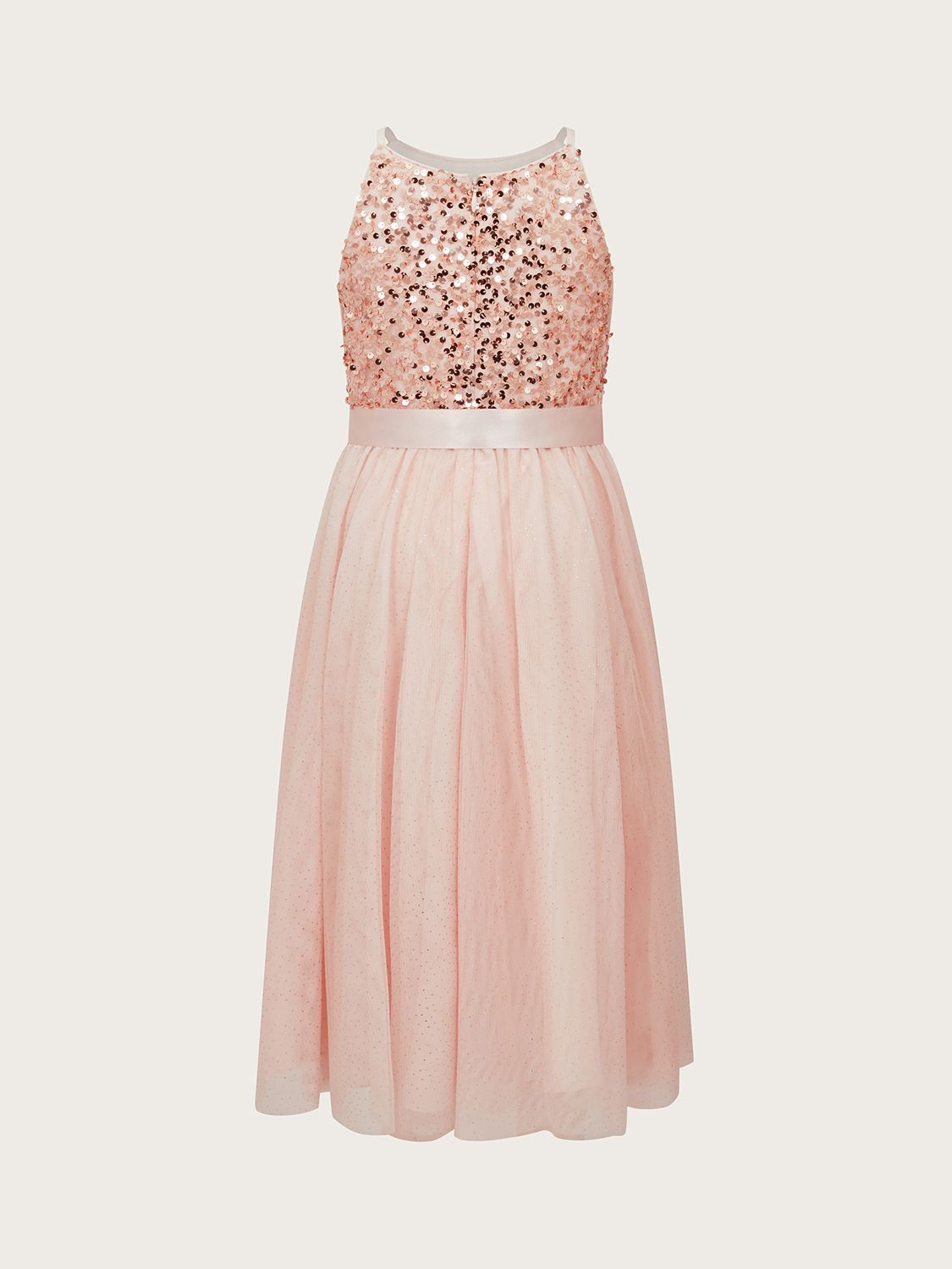 Monsoon Kids' Truth Sequin Party Dress, Rose Gold, 14-15 years