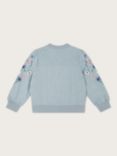 Monsoon Kids' Chambray Floral Embroidered Bomber Jacket, Blue