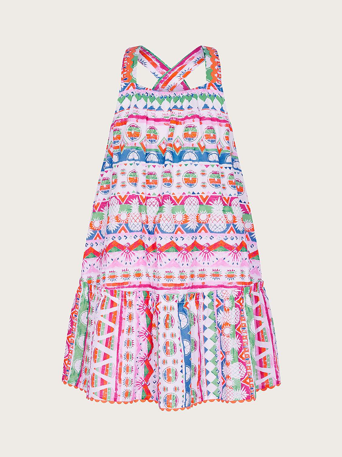 Buy Monson Kids' Fruit Stripe Cross Back Tiered Dress, Orange/Multi Online at johnlewis.com