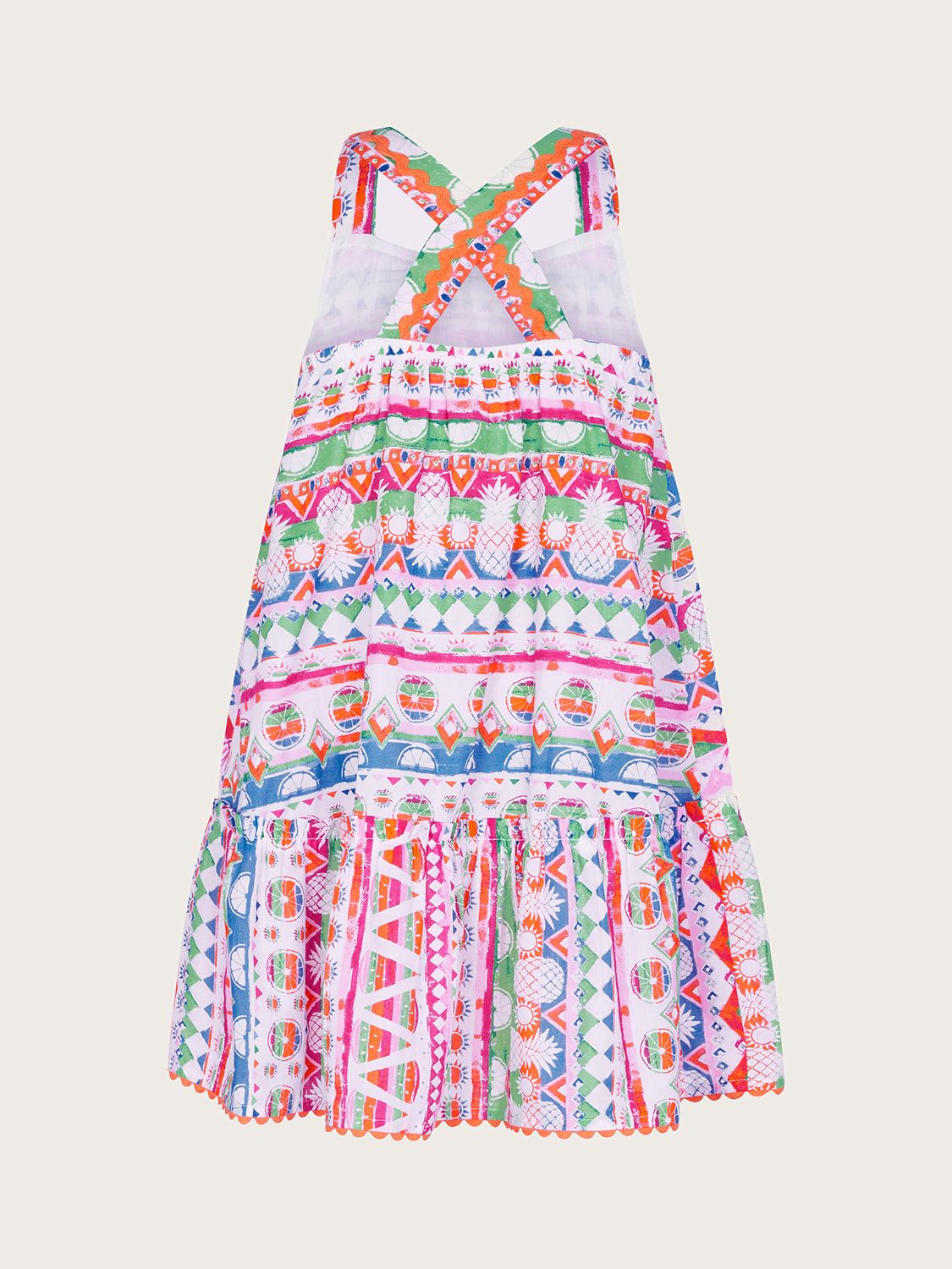 Buy Monson Kids' Fruit Stripe Cross Back Tiered Dress, Orange/Multi Online at johnlewis.com