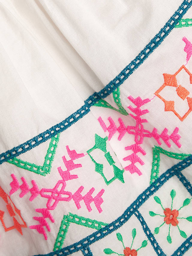 Monsoon Kids' Tropical Embroidered Skirt, White/Multi