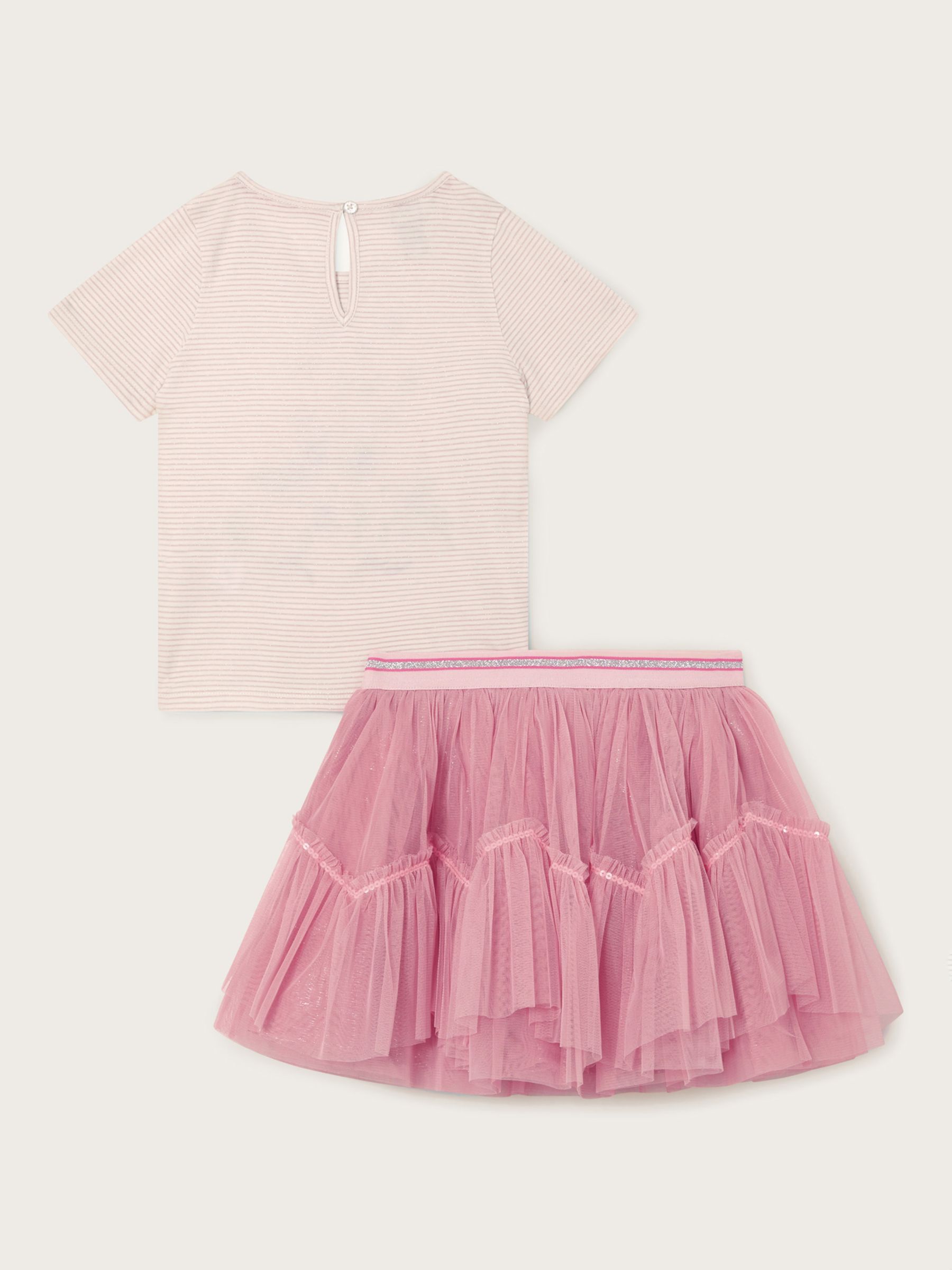 Monsoon Kids' Unicorn Head Top and Skirt Set, Pink, 3-4 years