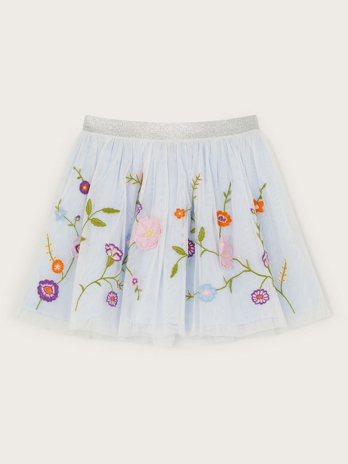 Buy Monsoon Kids' Floral Embroidered Skirt, Blue/Multi Online at johnlewis.com