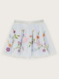 Monsoon Kids' Floral Embroidered Skirt, Blue/Multi