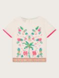 Monsoon Kids' Tropical Palm Tree Print T-Shirt, White/Multi