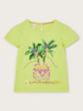 Monsoon Kids' Sequin Embellished Campervan T-Shirt, Lime/Multi