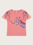 Monsoon Kids Sequin Giraffe Embellished T-Shirt, Pink