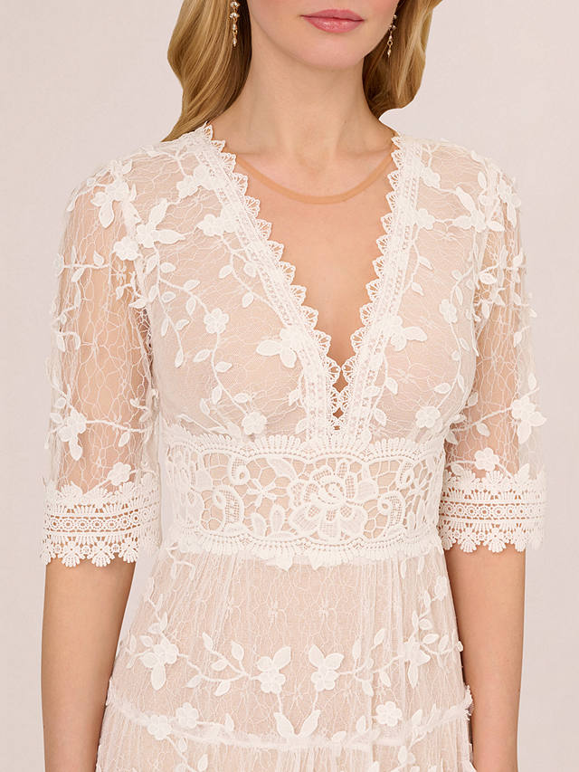 Adrianna Papell Lace Embroidery Mini Dress, Ivory/Nude