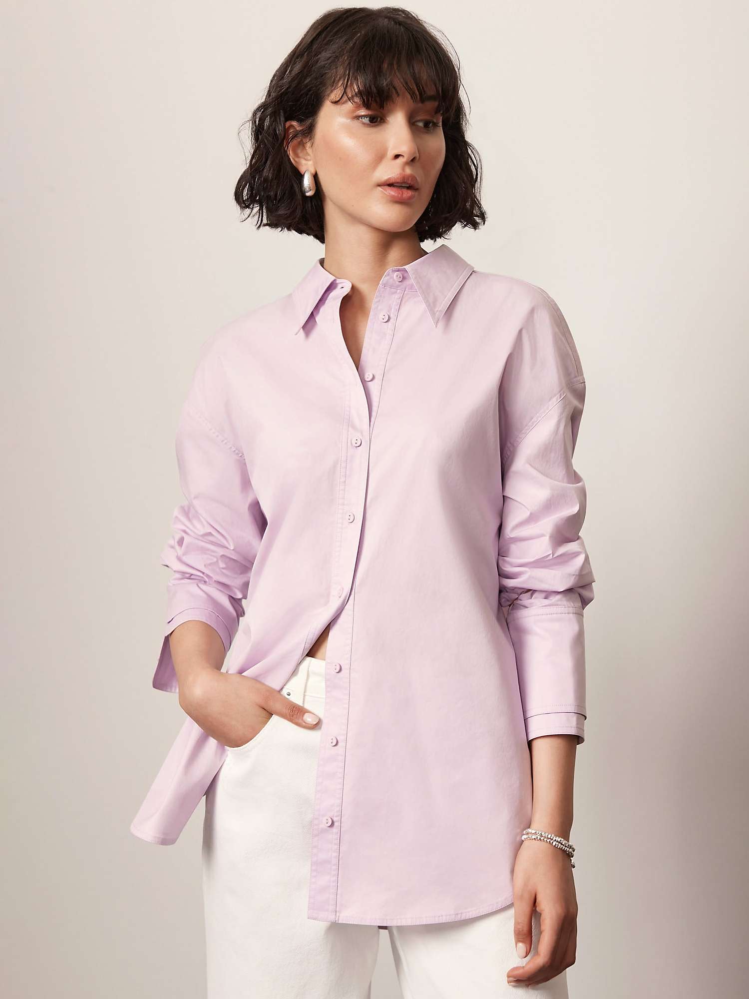 Buy Mint Velvet Cotton Long Sleeve Shirt, Purple Online at johnlewis.com
