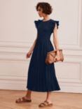 Mint Velvet Jersey Crinkle Midi Dress, Blue Navy