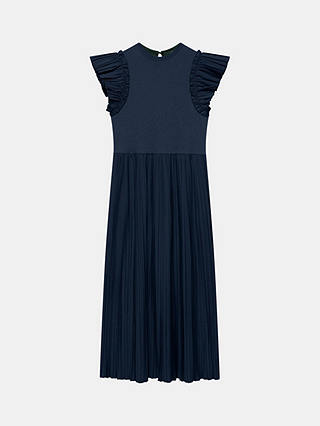 Mint Velvet Jersey Crinkle Midi Dress, Blue Navy