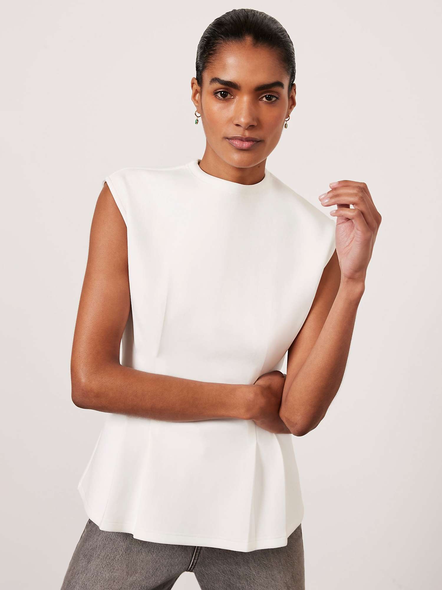 Buy Mint Velvet Blend Seam Sleeveless T-Shirt, White Ivory Online at johnlewis.com