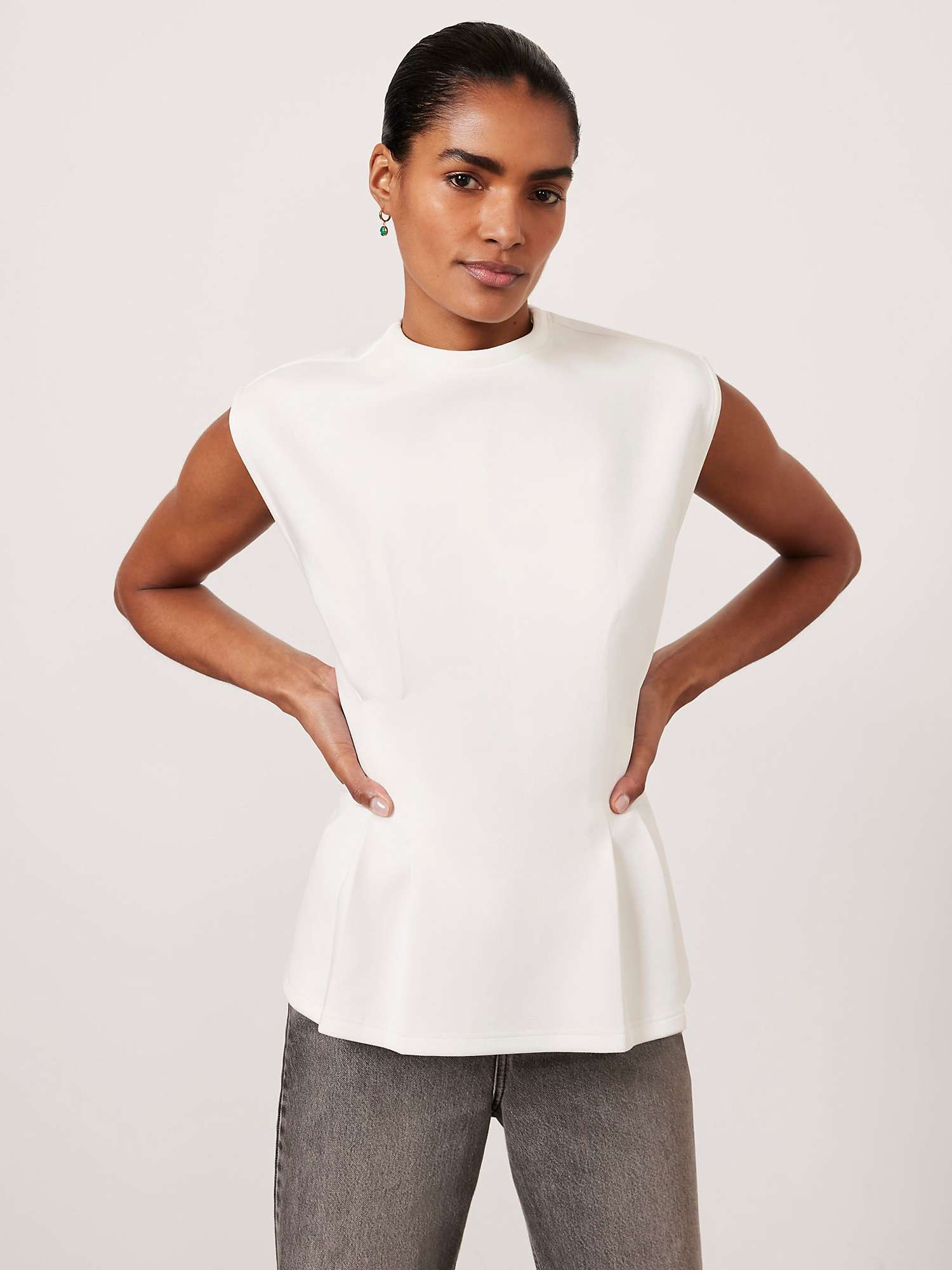 Buy Mint Velvet Blend Seam Sleeveless T-Shirt, White Ivory Online at johnlewis.com