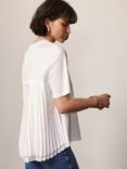 Mint Velvet Pleated Back T-Shirt, White Ivory