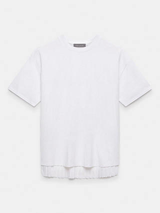 Mint Velvet Pleated Back T-Shirt, White Ivory
