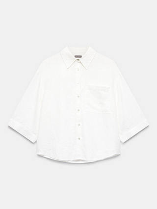 Mint Velvet Linen Collared Shirt, White Ivory