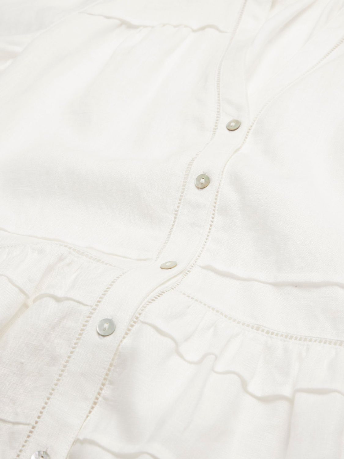 Mint Velvet Embroidered Linen Blouse, White Ivory, XS