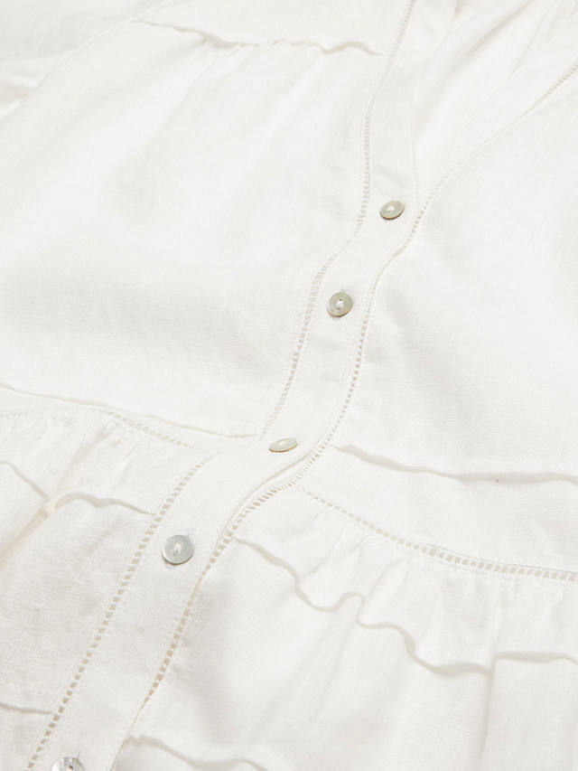Mint Velvet Embroidered Linen Blouse, White Ivory