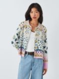 Hayley Menzies Blossom Cotton Blend Jacquard Jacket, Ecru/Multi