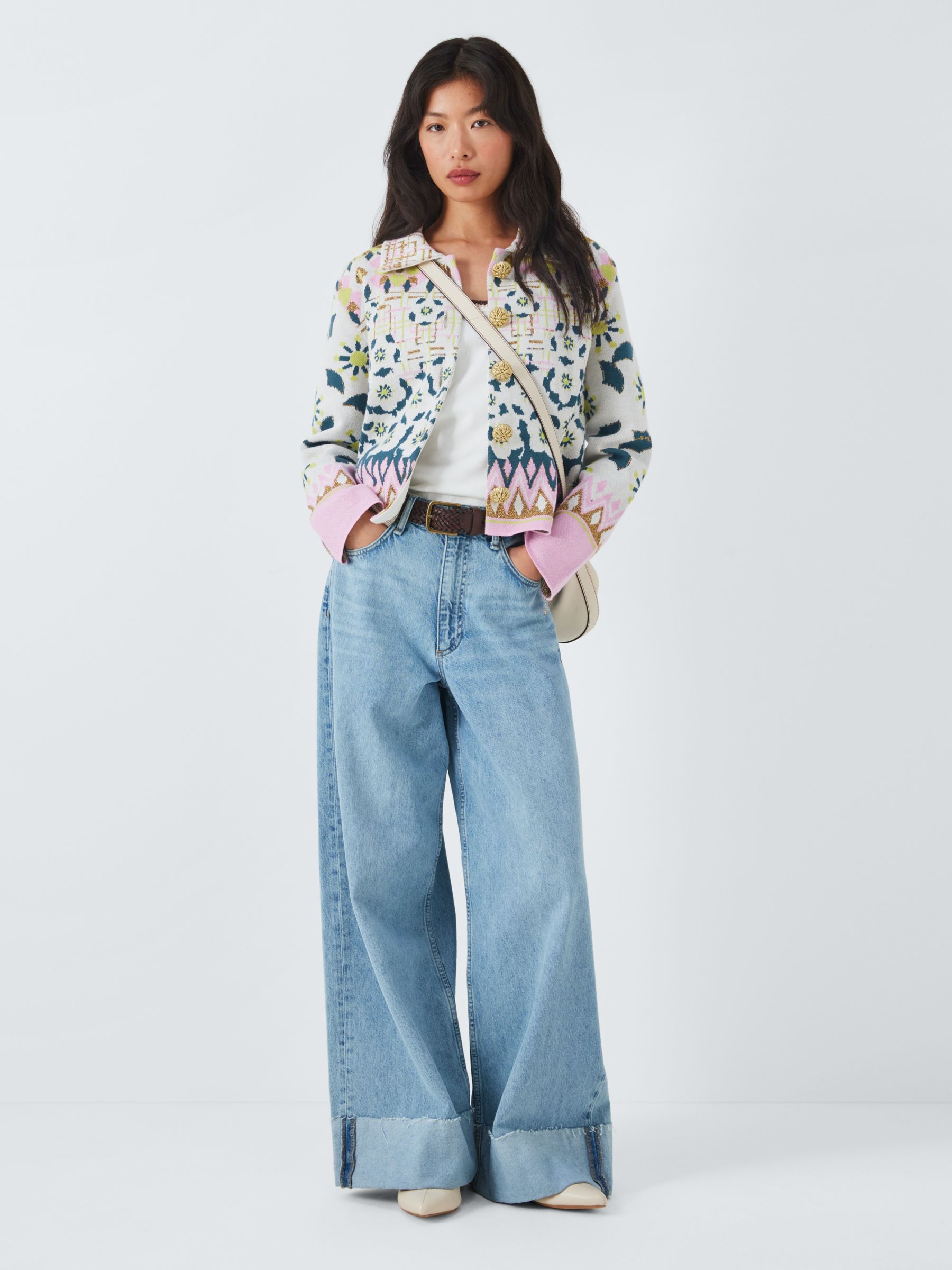 Buy Hayley Menzies Blossom Cotton Blend Jacquard Jacket, Ecru/Multi Online at johnlewis.com